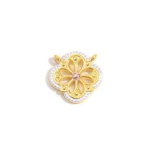 925 Sterling Silver, Rose Gold and Gold Plated Clover Charm, 15mm
