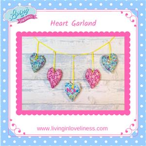 Living in Loveliness Liberty Padded Heart Garland Kit (Fabrics will Vary)