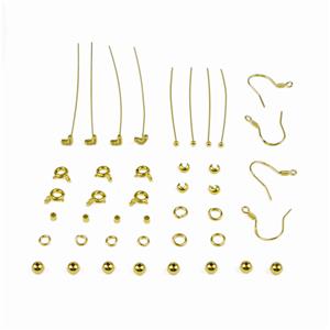 Gold Plated 925 Sterling Silver Findings Pack With Cubic Zirconia Heart Headpins 40pc 