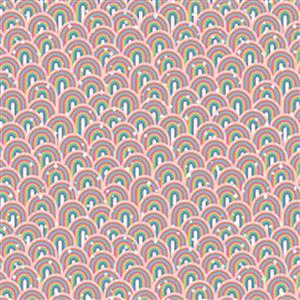 Lewis & Irene Over The Rainbow Multi Rainbow Pink Fabric 0.5m