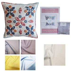 Jenny Jackson's Pastel Victorian Tile #2 Needle Turn Applique Cushion Kit: Pattern, Templates, F8th Pack (4pcs) & Fabric (1m)