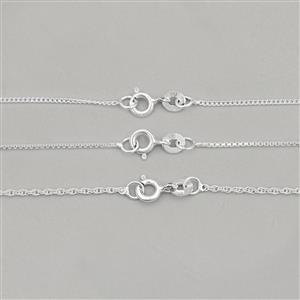 925 Sterling Silver 20 Inch Chain Deal (Curb, Rope & Box) (Pack of 3)