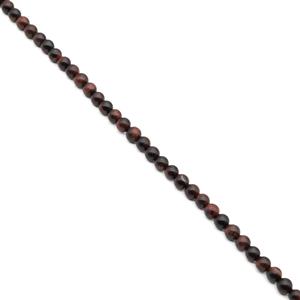 290cts Red Tiger's Eye Plain Rounds Approx 6mm, 1 Meter Strand