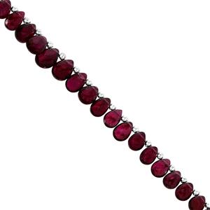 42cts Purple Rhodolite Garnet Side Drill Smooth Pear Approx 5x4 to 8.5x6mm, 19cm Strand With Spacers