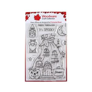 NEW Woodware Clear Singles Pumpkin House 4 in x 6 in Stamp Set