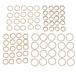Bare Copper Textured Finish Square Wire Open Jump Rings 80pcs (20pcs each in 4 sizes)
