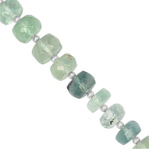 85cts Blue Fluorite Graduated Faceted Rondelle Approx 6x3 to 9x5mm, 21cm Strand with Spacers
