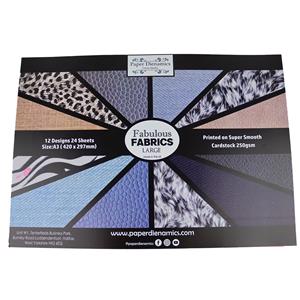 Fabulous Fabrics - Large A3 12 Designs x 2 each - total 24 sheet pack A3 420 x 297mm 250gsm - fabulous fabrics assorted colour card mix