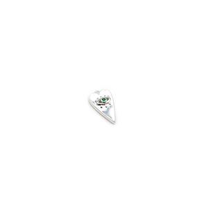 925 Sterling Silver Heart Pendant With Evil Eye & Green CZ Approx 17x10mm