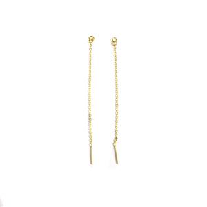 925 Gold Plated Sterling Silver Pull Through Chain Earrings (1 Pair) Approx 7.5cm