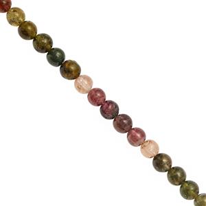 30cts Rainbow Color Tourmaline Smooth Round Approx 4 to 5mm, 20cm Strand