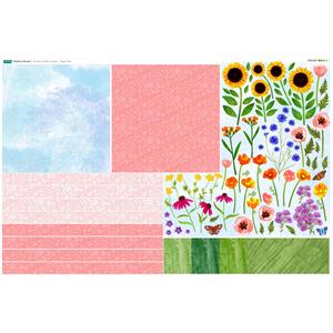 Delphine Brooks Poppy Pink Summer Cottage Garden Cushion Fabric Panel (140 x 93cm)