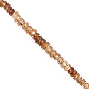 45cts Cognac Zircon Graduated Faceted Rondelle Approx 3x1 to 4.5x2.5mm, 19cm Strand