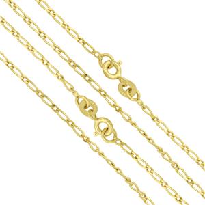 Gold plated 925 Sterling silver Figaro Chain, Approx 18 inch 2pcs