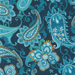 Moda Paisley Rose Blue Paisley Fabric 0.5m