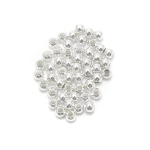 Silver Plated Base Metal Spacer Beads, Plain Round, 4mm, 50pk