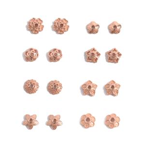 Rose Gold Plated 925 Sterling Silver Flower Bead Caps, 16pcs
