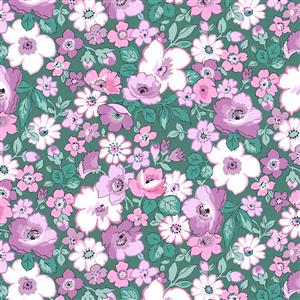 Liberty Heirloom Hedgerow Bloom Teal Fabric 0.5m