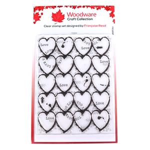 Woodware Clear Singles Heart Background 4 in x 6 in Stamp