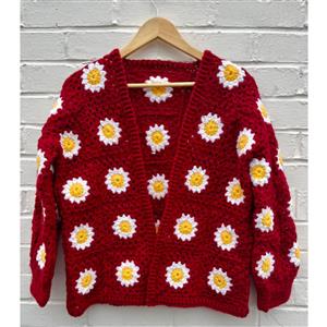 Adventures in Crafting Dark Red Lazy Daisy Cardigan Crochet Kit