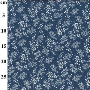 Printed Denim White Small Floral Fabric 0.5m
