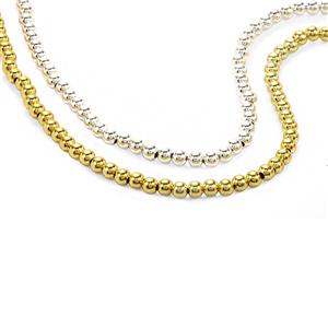925 Sterling Silver Spacer Beads Strand, Approx 3mm, 17cm Strand