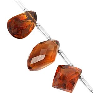 22cts Madeira Citrine Graduated Faceted Fancy Shape Approx 13.5x7 to 15x12mm, 7cm Strand with Spacers