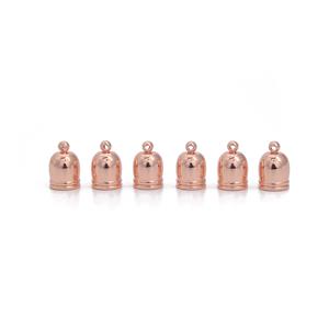 Rose Gold Plated Base Metal End Caps approx. 15-10mm, 6pcs 
