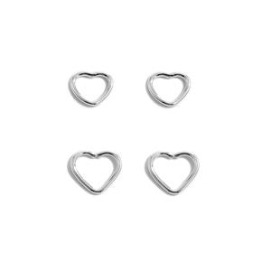925 Sterling Silver Heart Jump Rings, Approx 6x5mm, 7x6mm 4pcs (2 per size)