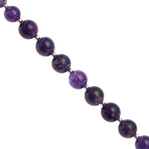 55cts Amethyst Smooth Round Approx 6 to 8mm 20cm With Hamatite spacers 