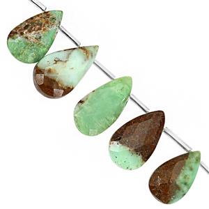 115cts Bio Chrysoprase Faceted Pear Approx 17x9 to 26x14mm, 17cm Strand With Spacers