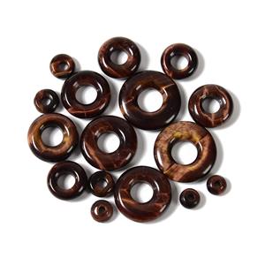 Kit 1: 65cts Red Tigers Eye Graduated Donuts Approx from 6mm to 20mm - 16pcs