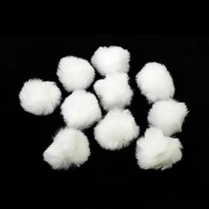 Off-White Faux Fur Pom Poms, Approx 4cm (10pk)