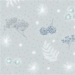 Lewis & Irene Secret Winter Garden Leaves Pale Blue Fabric 0.5m
