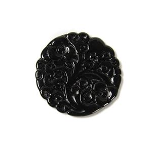 8cts Type A Black Jadeite Carving Pendant Approx 30mm