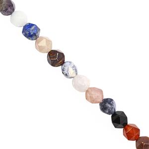 95cts Multi Gemstone Faceted Star Cut Approx 7 to 7.75mm, 28cm Strand