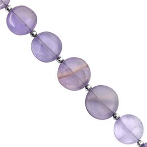 90cts Lavender Fluorite Smooth Coin Approx  11 to 14 mm, 15cm Strand With Spacers