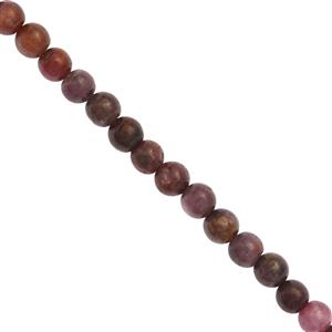 70cts Natural Indian Ruby Plain Rounds Approx 4 to 6mm, 25cm Strand 