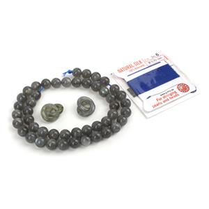 Hooptastic- Labradorite Double Hoops Approx 15mm & 1X  8mm Labradorite Rounds