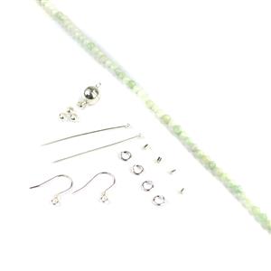 925 Sterling Silver Finding Pack & 6mm Type A Jadeite Faceted Rounds & Bicones Strand