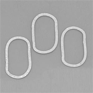 925 Sterling Silver Irregular Shape Textured Jump Ring Approx size 29x18mm (Pack of 3)