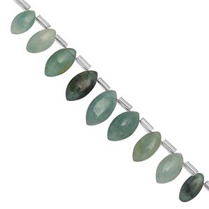 28cts Grandidierite Graduated Smooth Marquise Approx 6x4 to 12x5mm, 15cm Strand with Spacer