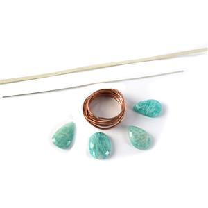 Relaxation; Amazonite Checkerboard Cabochons,  Copper Square Wire, Silver Sheet & Bezel 