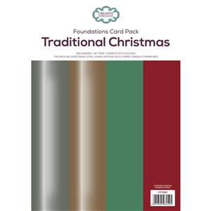 NEW Creative Expressions Traditional Christmas Paper Pack 220-240gsm A4 Pk20 4 sheets of 5 colours