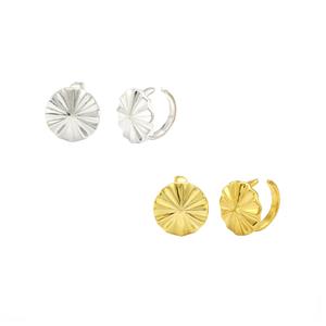 Silver Plated Base Metal Sculptural Design Non Pierced Earrings, Origami Design, Approx 12mm