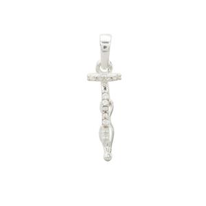 925 Sterling Silver Bail Peg with 0.07ct White Zircon Approx 25x7mm