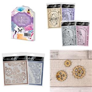 Stamp-a-Tag - BUY THE SHOW, Conatains ALL 4 stamp sets, both Masks, MDF Cogs AND a Essentials Ink Me Tag Pad