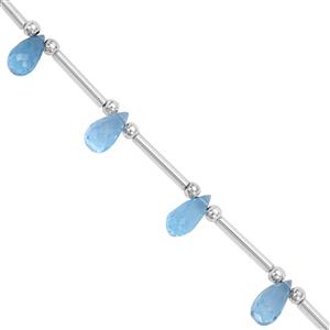 15cts Swiss Blue Topaz Graduated Faceted Drops Approx 7x3 to 10x5mm, 19cm Strand with Spacers 
