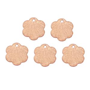 Rose Gold Colour Brushed Base Metal Flower Charms, Approx 12.5x11.5mm (25pk)