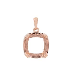 Rose Gold Plated 925 Sterling Silver Cushion Pendant Mount (To fit 10mm gemstone)- 1Pcs
